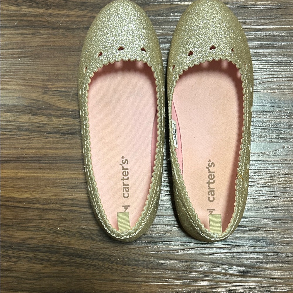Carter's Glittery Gold Flats Size 2 Girls One Wear Free Shipping